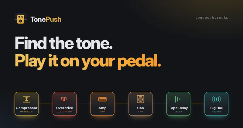 TonePush: Find the tone. Play it on your pedal, above a chain of effect blocks